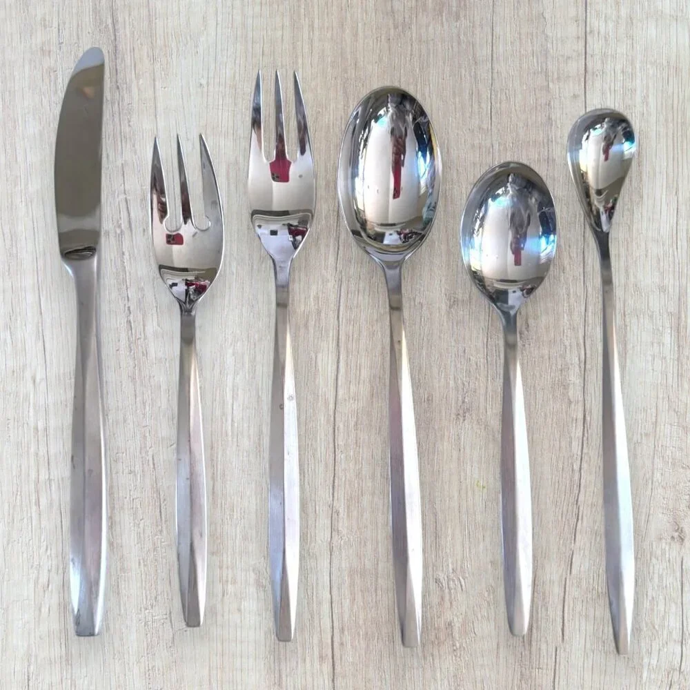 Noritake Fantasy Stainless 18/8 Japan 52 PC Complete Flatware Cutlery MCM in Box